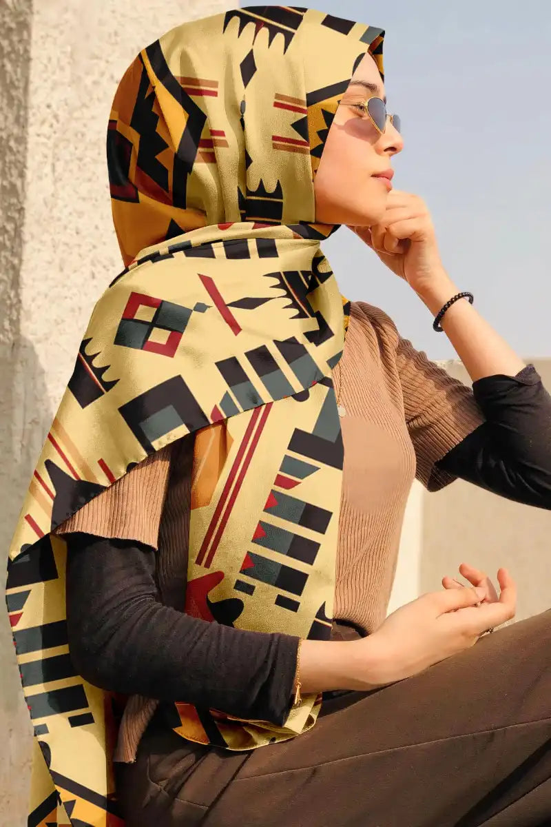 Black Wolf - SOUTHWEST SILK HIJAB - BLACK - 1 Piece