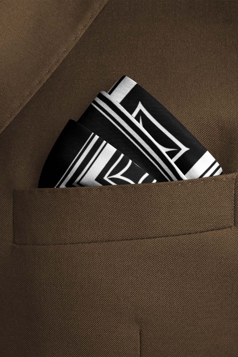 Black Wolf - SQUARES GEOMETRIC SILK POCKET SQUARE - BLACK - SILK - 1 Piece