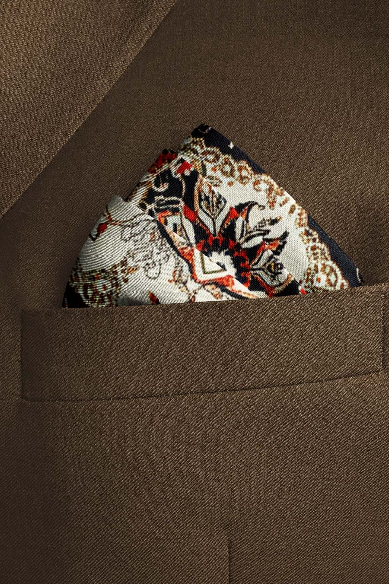 Black Wolf - TURKISH RUG SILK POCKET SQUARE - BLACK - SILK - 1 Piece