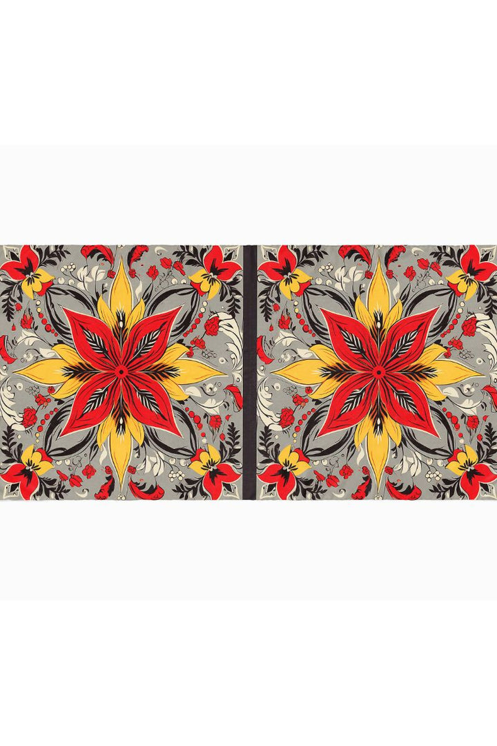 Black Wolf - VECTOR FLORAL ART SILK HIJAB - GREY - 1 Piece