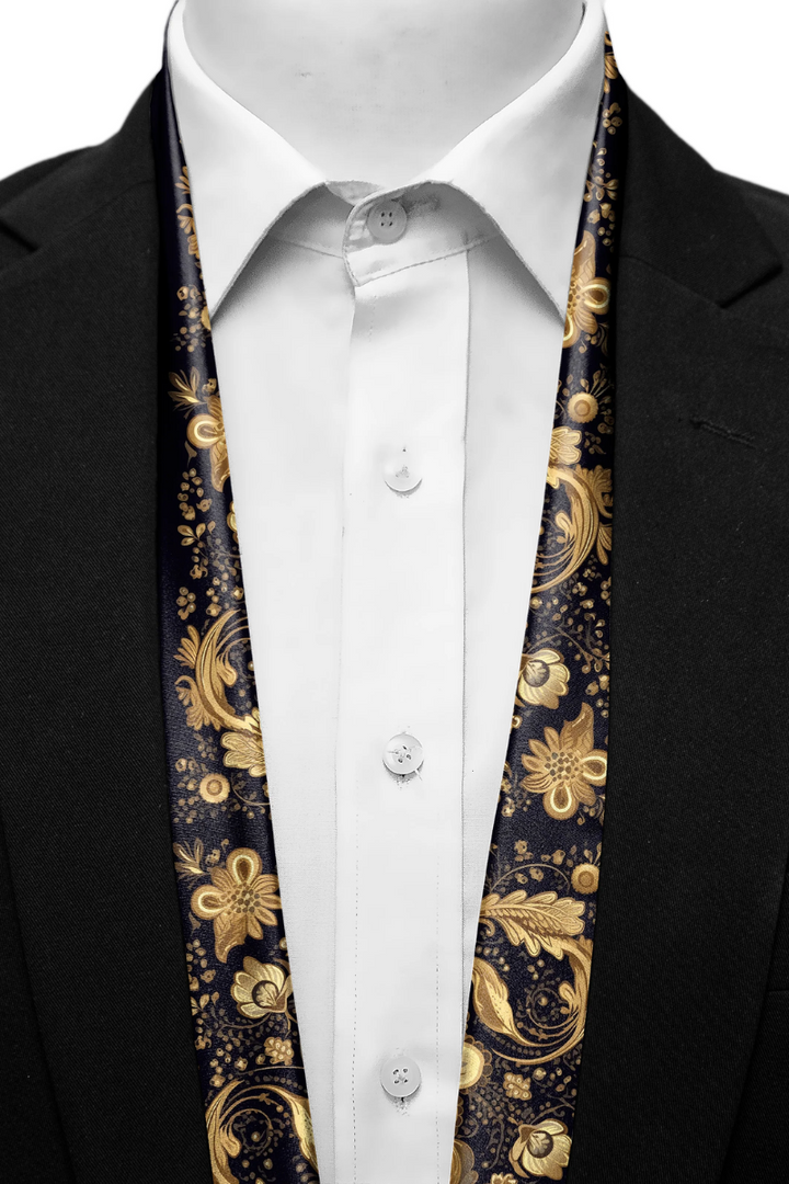 Black Wolf - WILLIAM MORRIS GOLD AND BLACK MEN SCARF - BLACK - SILK - 1 Piece