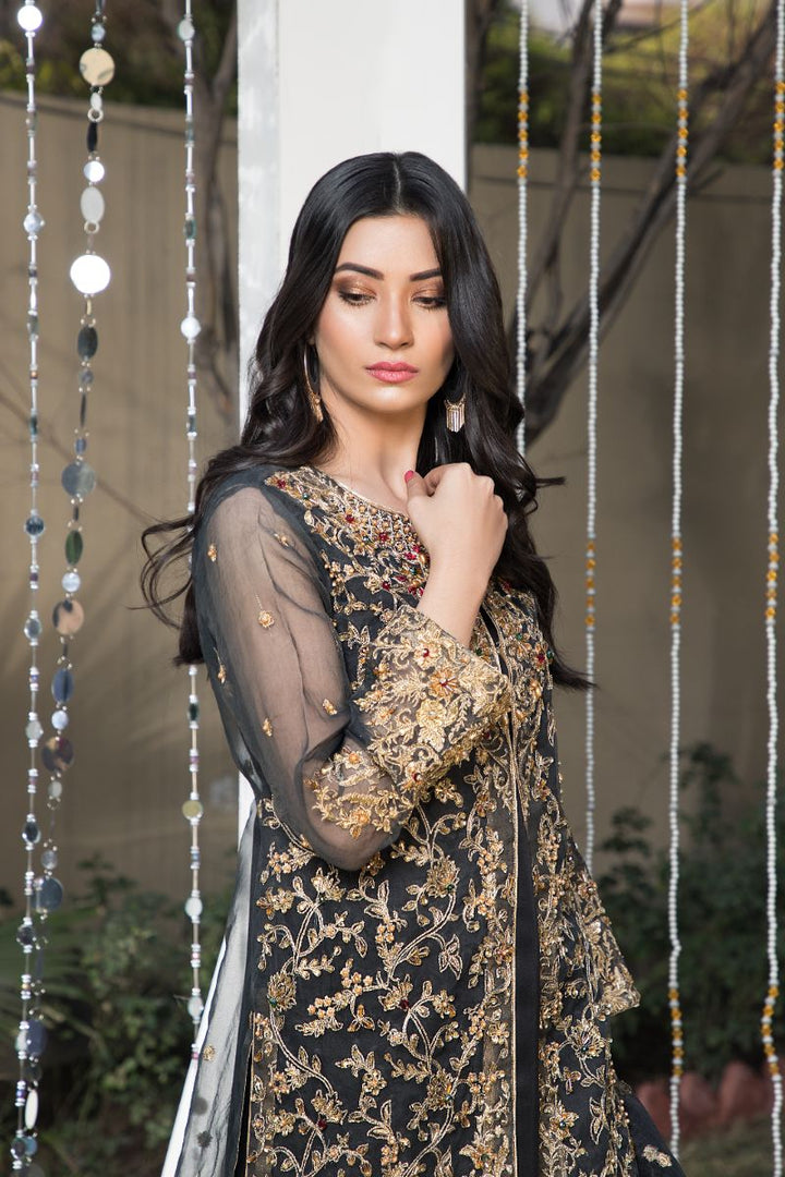Laleen - Black Jewel Organza Suit For Women - Black - 3 Piece