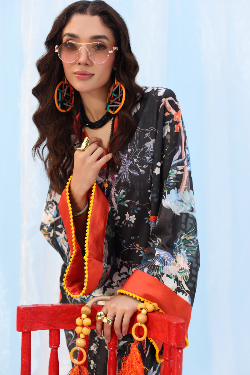 Musferah Saad - Black Orchard - Printed Silk - 1 Piece