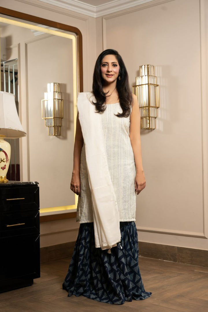 Khanz - Block Printed Gharara - Lawn - 3 Piece