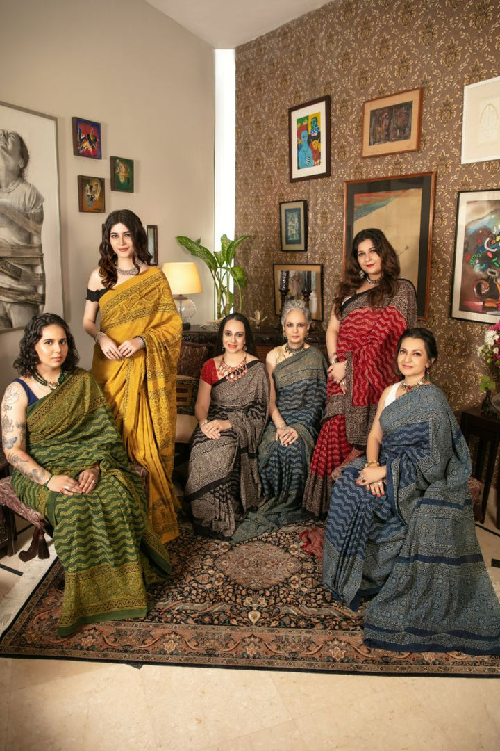 Khanz - Block Printed Saree - Lawn - 1 Piece