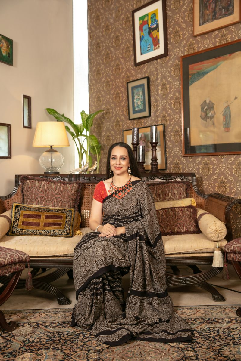 Khanz - Block Printed Saree - Lawn - 1 Piece