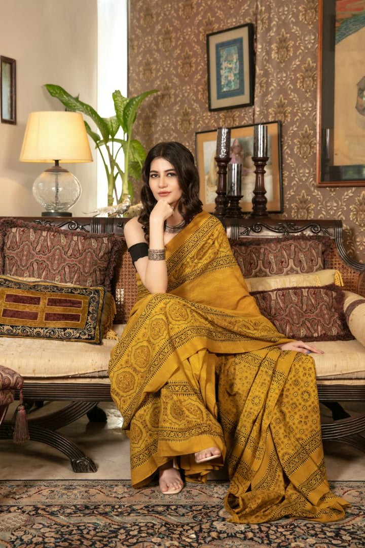 Khanz - Block Printed Saree - Lawn - 1 Piece