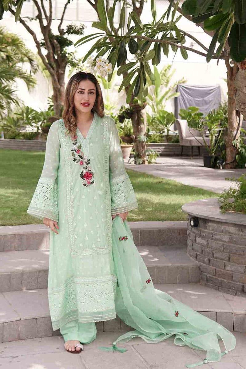 Insia Sohail - Insha Green - 3 Piece - Cotton Net - Studio by TCS