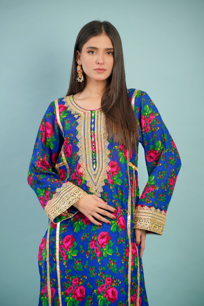 Gul E Noor- Blouche Vol 1 - Blue - Acrylic - 2 Piece