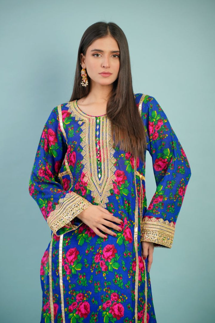 Gul E Noor- Blouche Vol 1 - Blue - Acrylic - 2 Piece