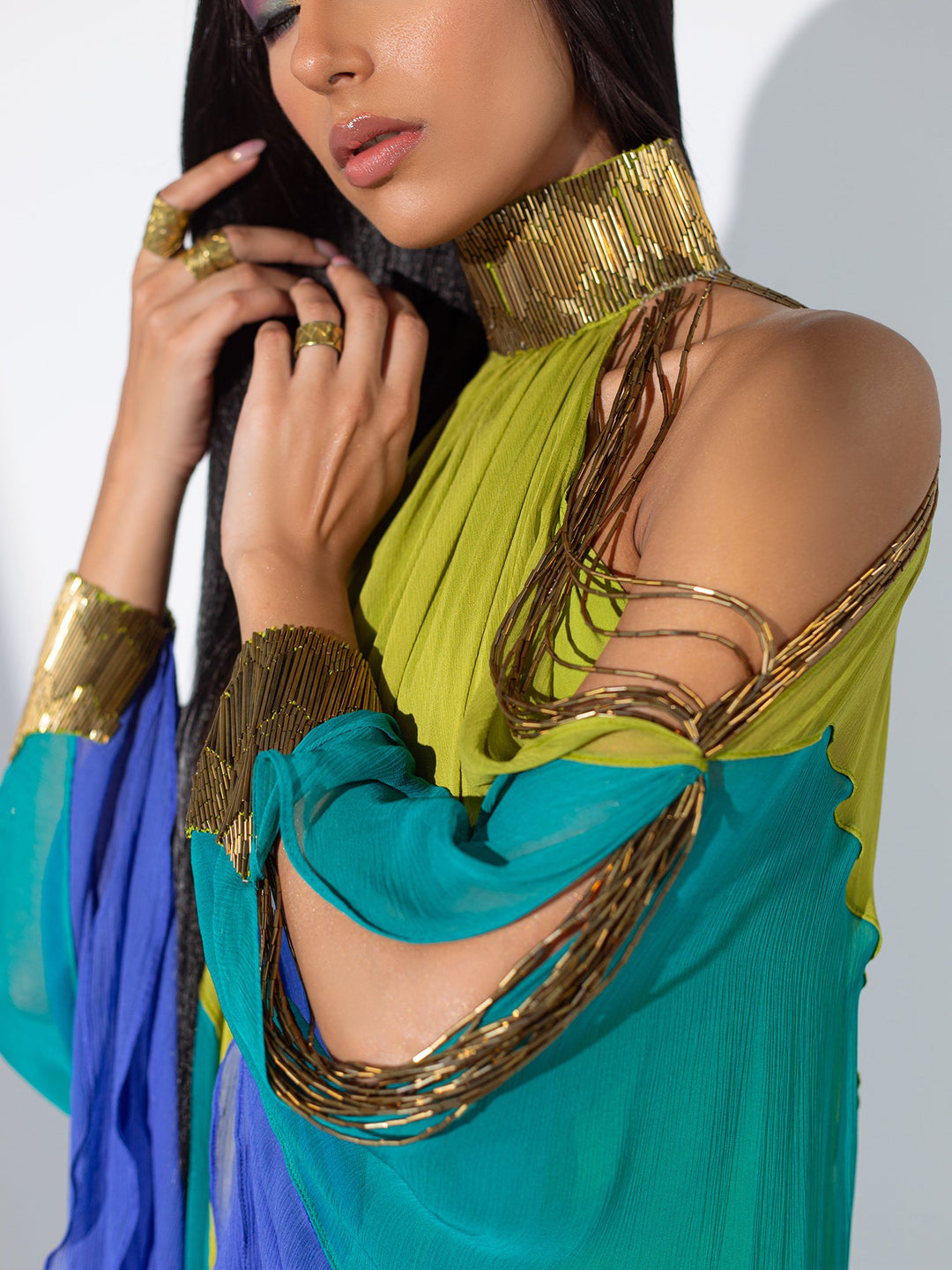 Sanam Chaudhri CHER Kaftan Green 1 Piece