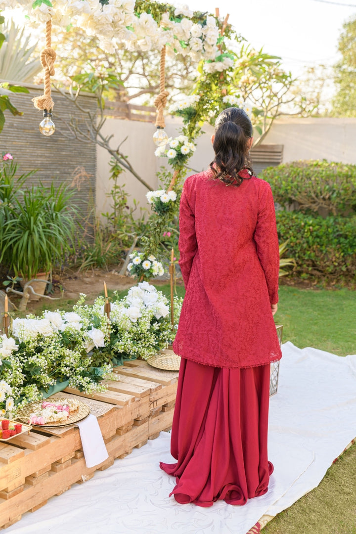 Alishba Kashif - CRIMSON FLOW - Red - Voile and Silk - 3 Piece