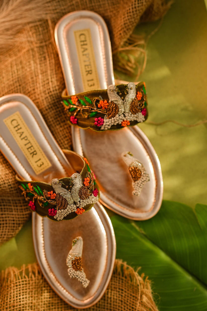 Chapter 13 - Crystal Flutter Kohlapuri For Women - Military GREEN