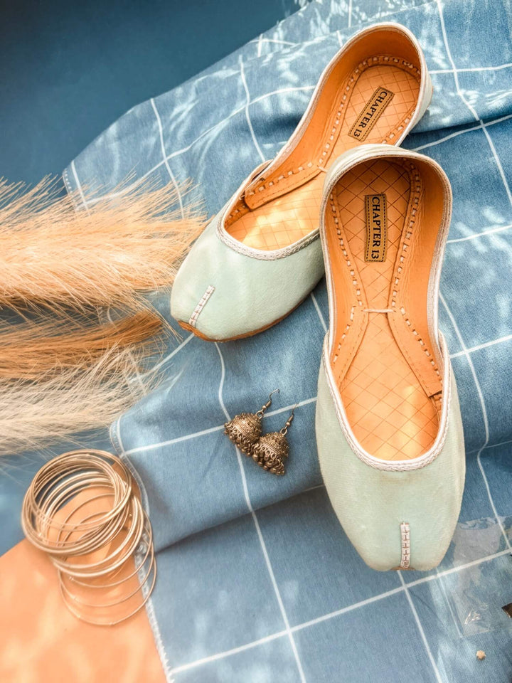 Chapter 13 - Micro Velvet Khussa For Women - Ice Blue