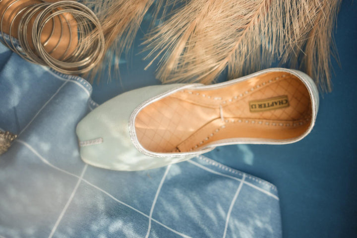 Chapter 13 - Micro Velvet Khussa For Women - Ice Blue