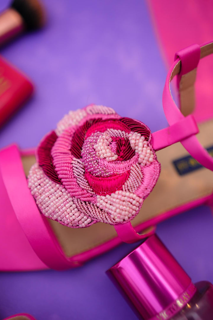 Chapter 13 - Satin Rose Sandal For Women - Hot pink