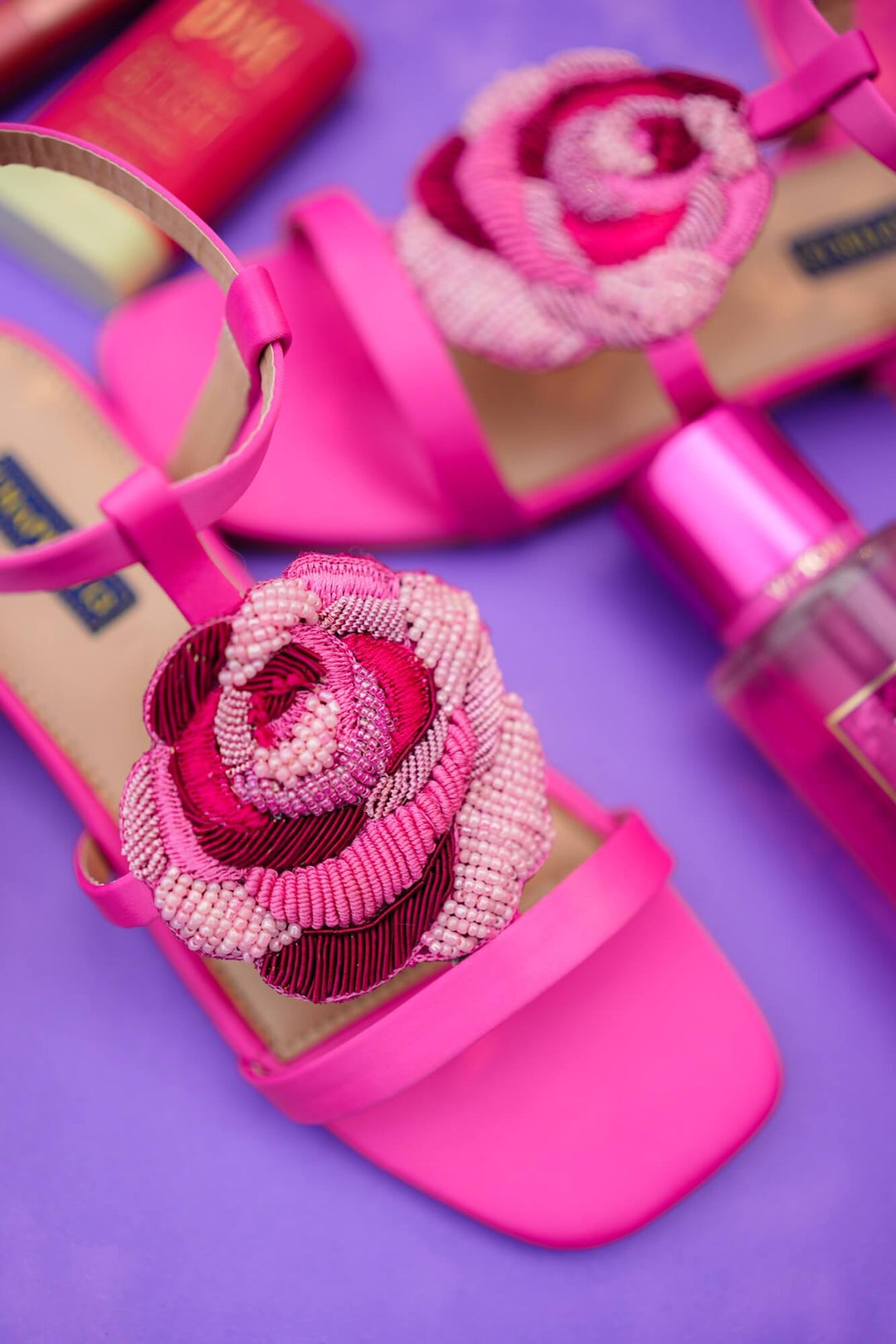 Chapter 13 - Satin Rose Sandal For Women - Hot pink
