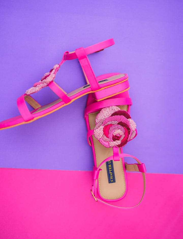 Chapter 13 - Satin Rose Sandal For Women - Hot pink
