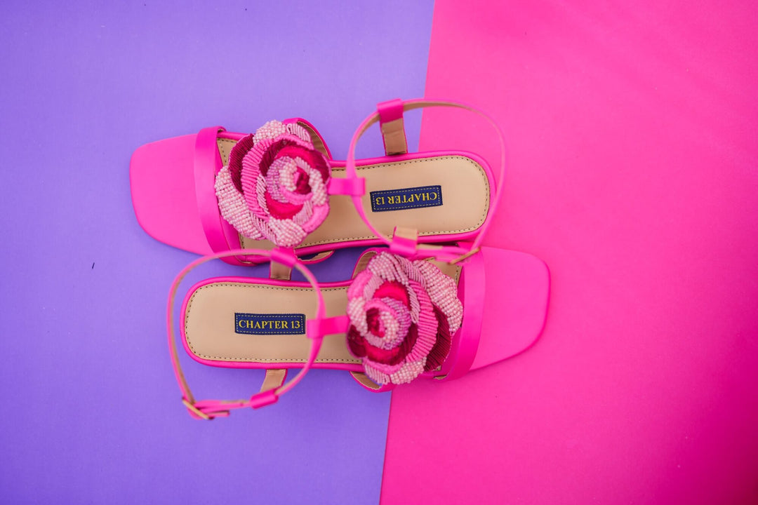 Chapter 13 - Satin Rose Sandal For Women - Hot pink