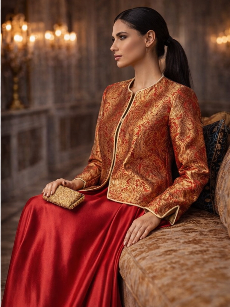 Maheen Khan - Blended Satin Gulnaar Skirt For Women - Maroon - 1 Piece - Studio by TCS