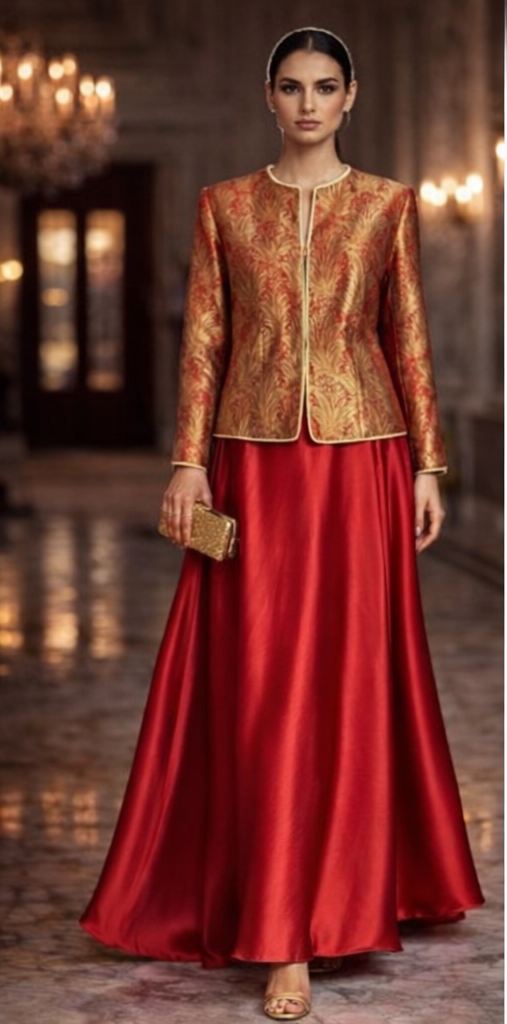 Maheen Khan - Blended Satin Gulnaar Skirt For Women - Maroon - 1 Piece - Studio by TCS