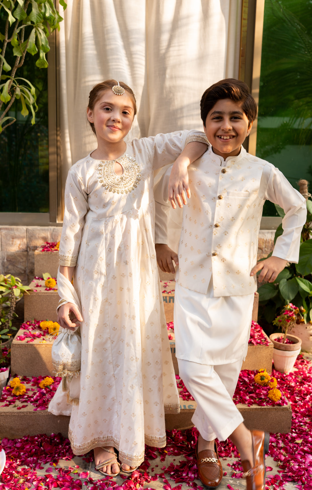 Cheeco Chic - Cotton Silk Frock For Girl - White - 3 Piece
