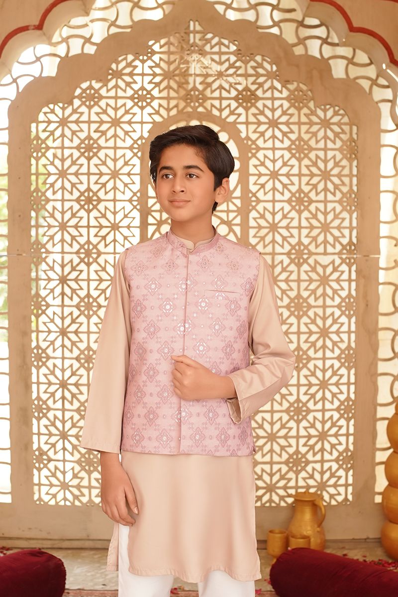Cheeco Chic - PJWEID25 - Pink & Silver - Jacquard - Waistcoat - 1 Piece
