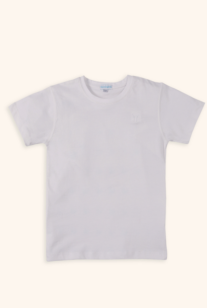 Hummingbirdspk - Classic White Cotton T Shirt with Logo - 1 Piece