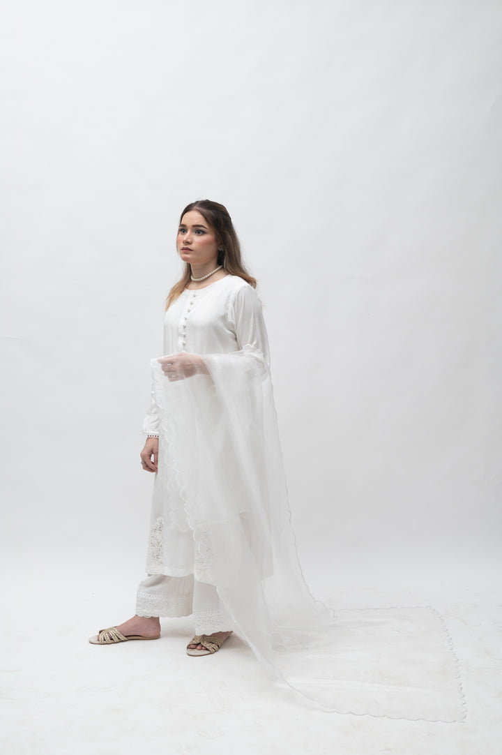 Alifyay - White - Cotton Silk - 3 Piece