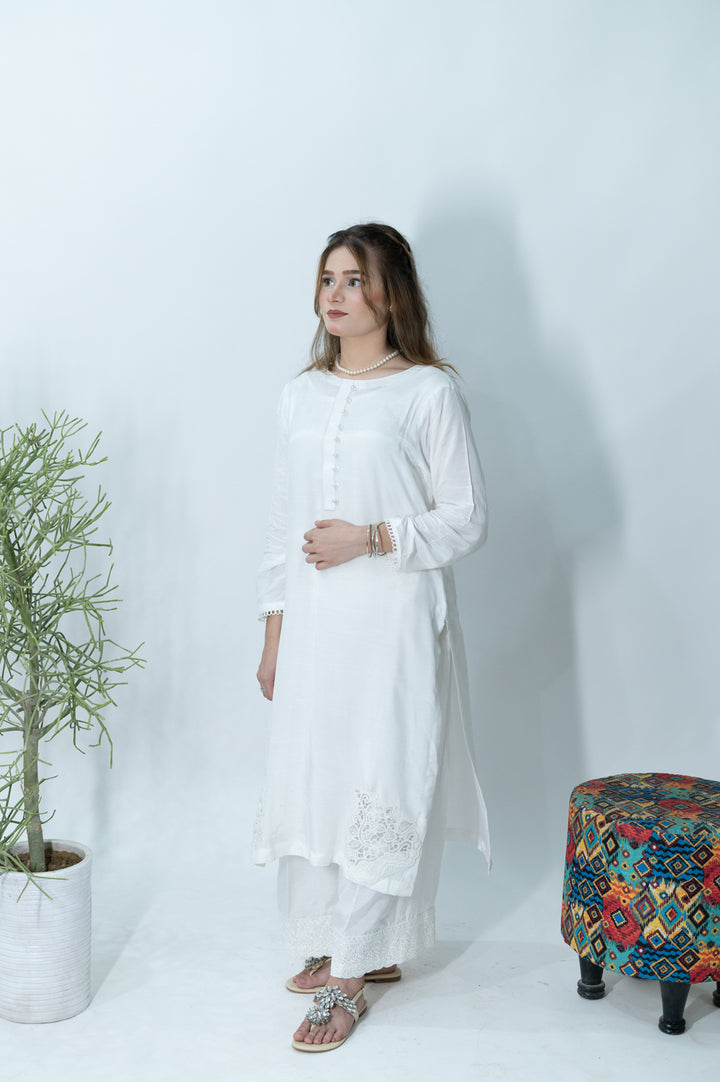 Alifyay - White - Cotton Silk - 3 Piece