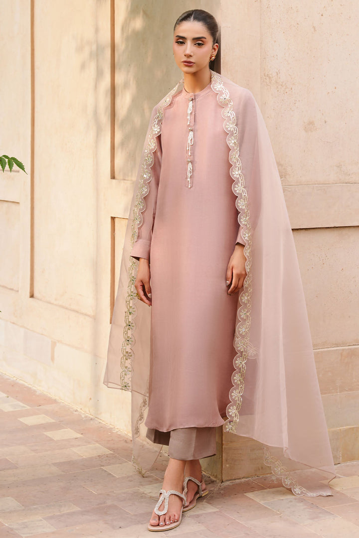 Cross Stitch - Amber Echo Silk Suit For Women - Brown - 3 Piece