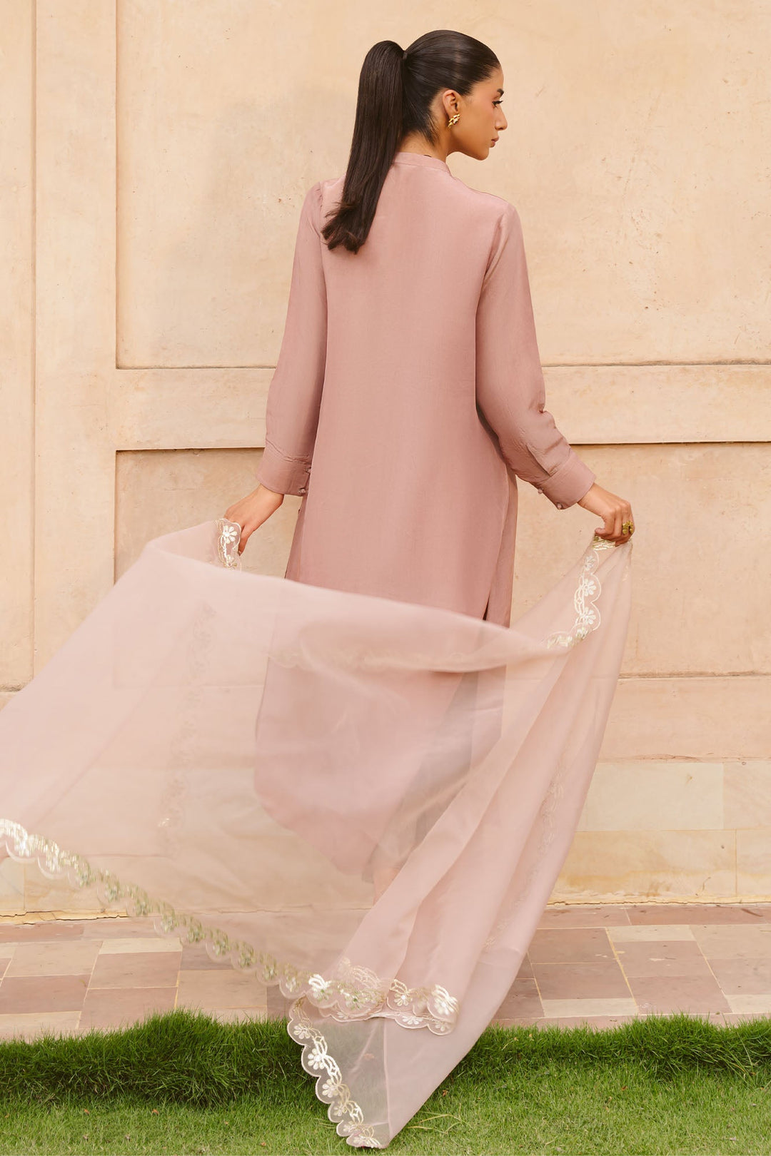 Cross Stitch - Amber Echo Silk Suit For Women - Brown - 3 Piece
