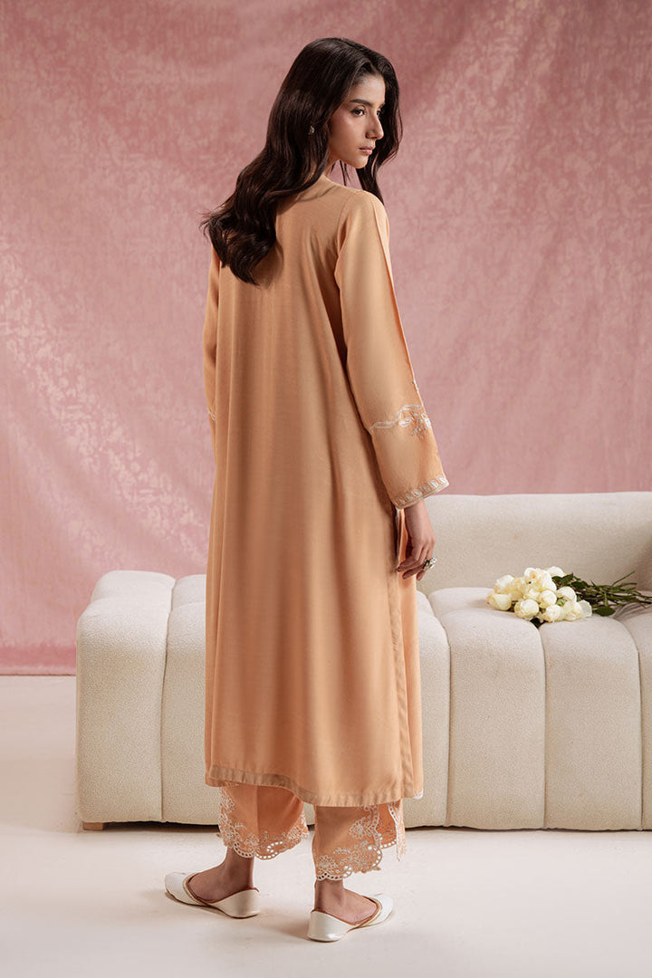 Cross Stitch - Amber Glow Silk Suit For Women - Mustard - 2 Piece