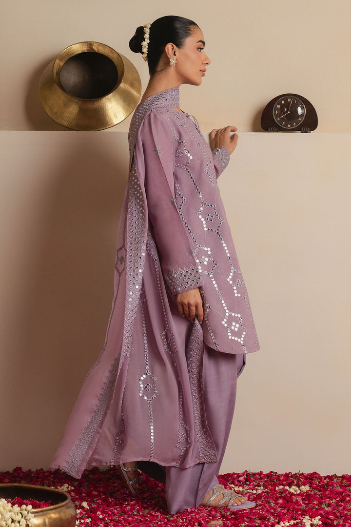 Cross Stitch - Amethyst Shimmer Fancy Yarn Suit For Women - Purple - 3 Piece