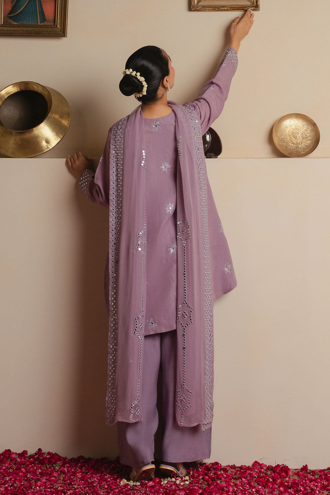 Cross Stitch - Amethyst Shimmer Fancy Yarn Suit For Women - Purple - 3 Piece