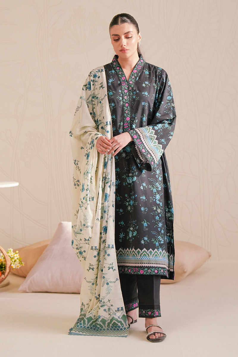Cross Stitch - Aqua Grace Digital Print Lawn Unstitch Suit For Women - 3 Piece