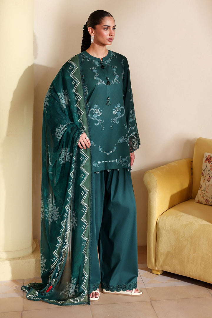Cross Stitch - Aqua Luxe Printed Lawn Unstitch Suit For Women - 3 Piece