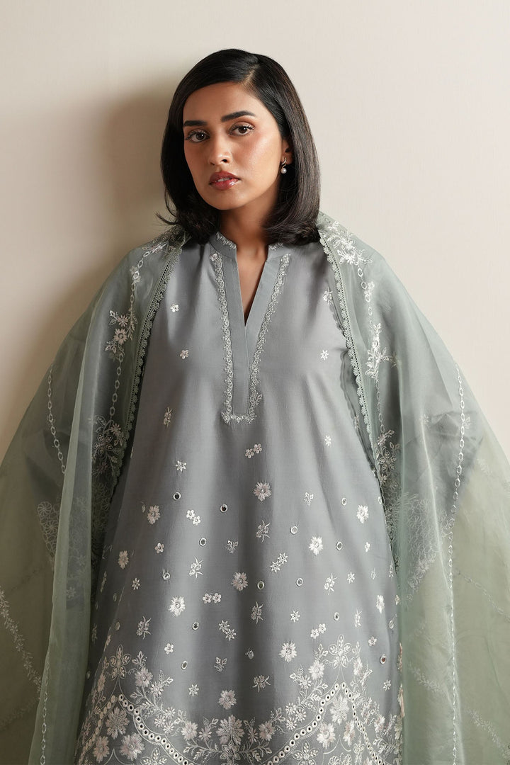 Cross Stitch - Aqua Reverie Embroidered Lawn Unstitch Suit For Women - 3 Piece