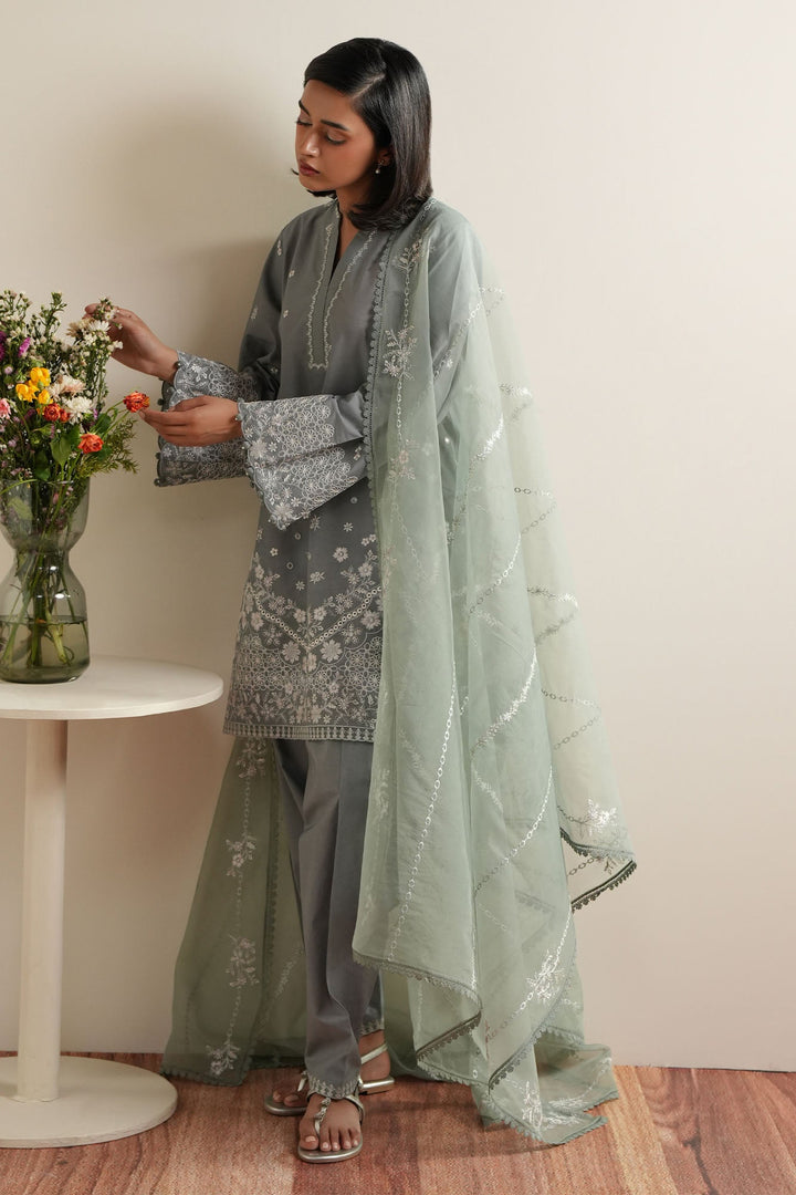 Cross Stitch - Aqua Reverie Embroidered Lawn Unstitch Suit For Women - 3 Piece