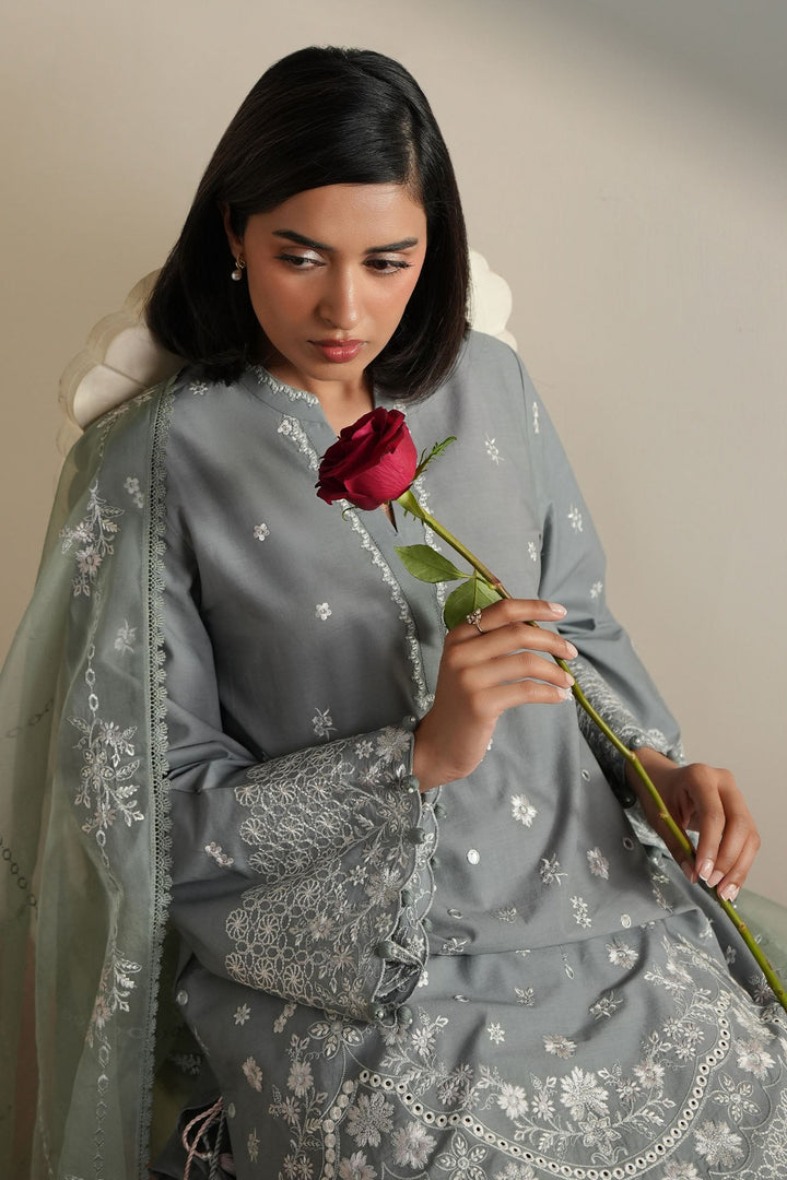 Cross Stitch - Aqua Reverie Embroidered Lawn Unstitch Suit For Women - 3 Piece