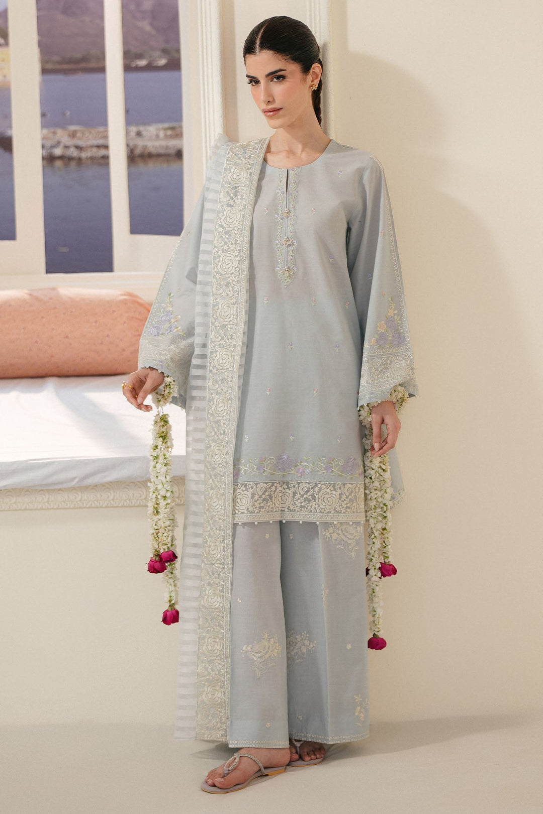Cross Stitch - Aqua Whisper Lawn Embroidered Suit For Women - 3 Piece
