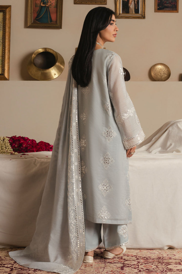 Cross Stitch - Arctic Frost Silk Suit For Women - Blue - 3 Piece