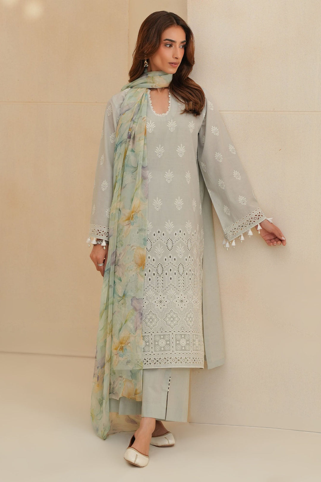 Cross Stitch - Arctic Ice Chikankari Lawn Unstitch Suit For Women - 3 Piece