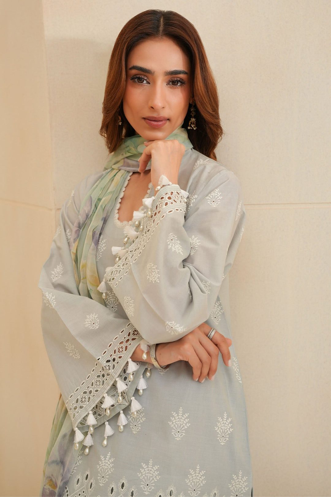 Cross Stitch - Arctic Ice Chikankari Lawn Unstitch Suit For Women - 3 Piece