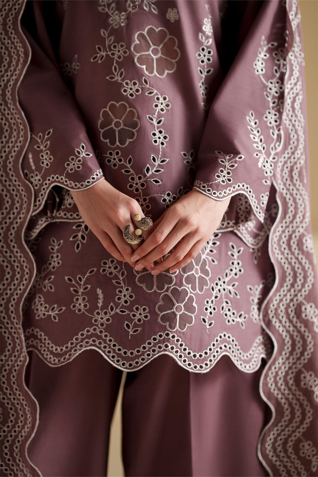 Cross Stitch - Ash Plum Chikankari Lawn Suit For Women - 3 Piece