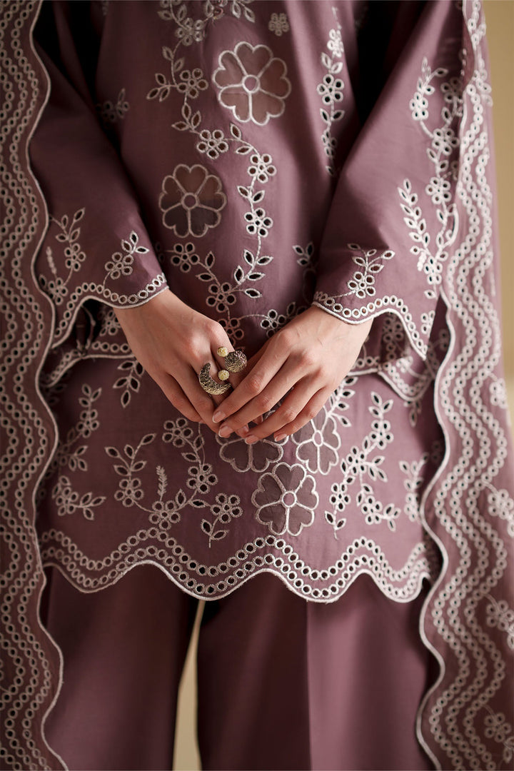 Cross Stitch - Ash Plum Chikankari Lawn Suit For Women - 3 Piece