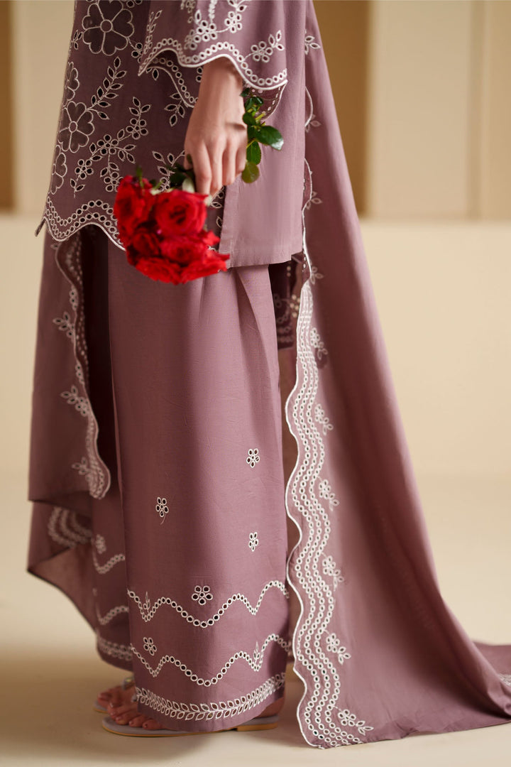 Cross Stitch - Ash Plum Chikankari Lawn Suit For Women - 3 Piece