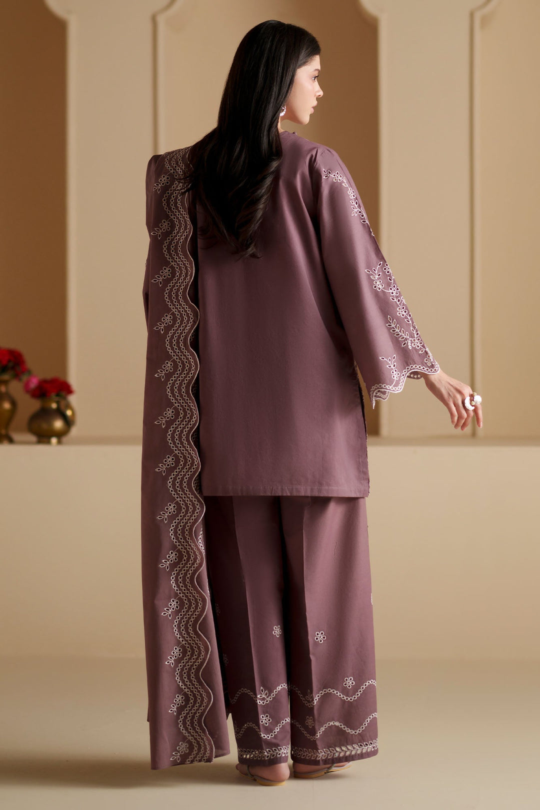 Cross Stitch - Ash Plum Chikankari Lawn Suit For Women - 3 Piece