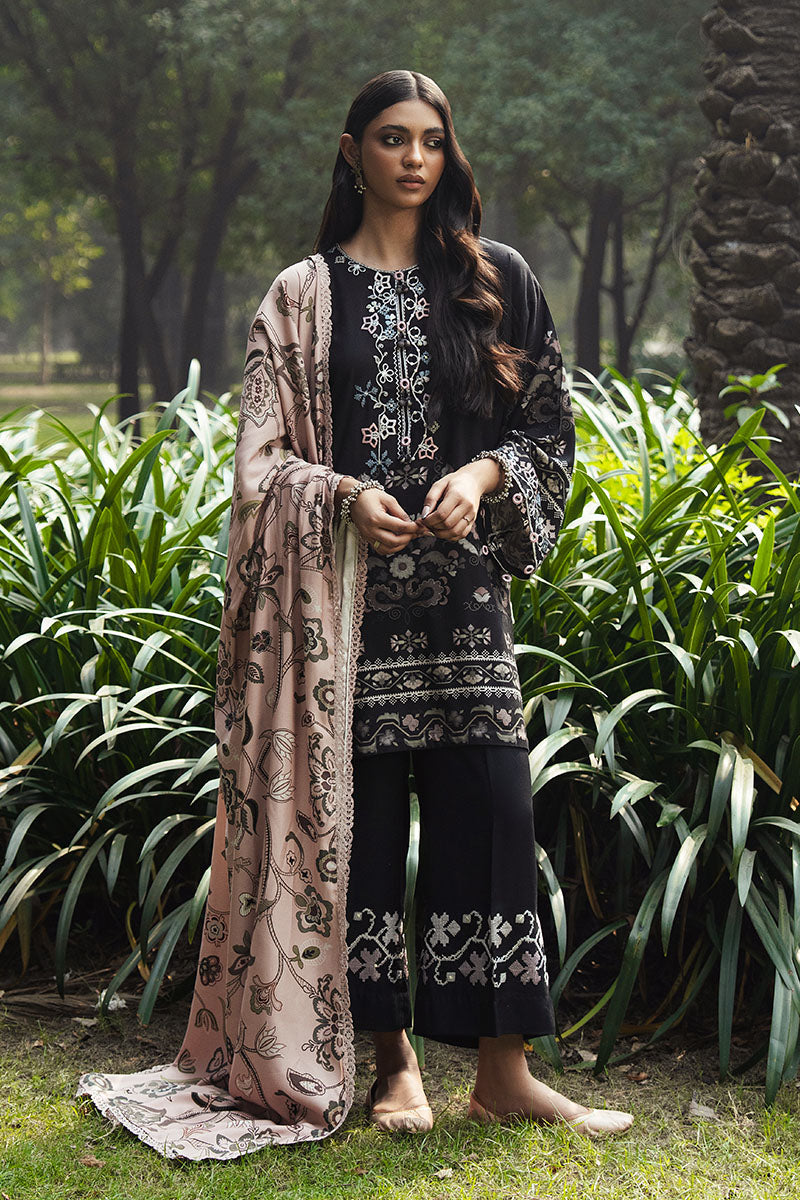 Cross Stitch - BLACK NOIR Marina Black Unstitch Suit For Women - 3 Piece