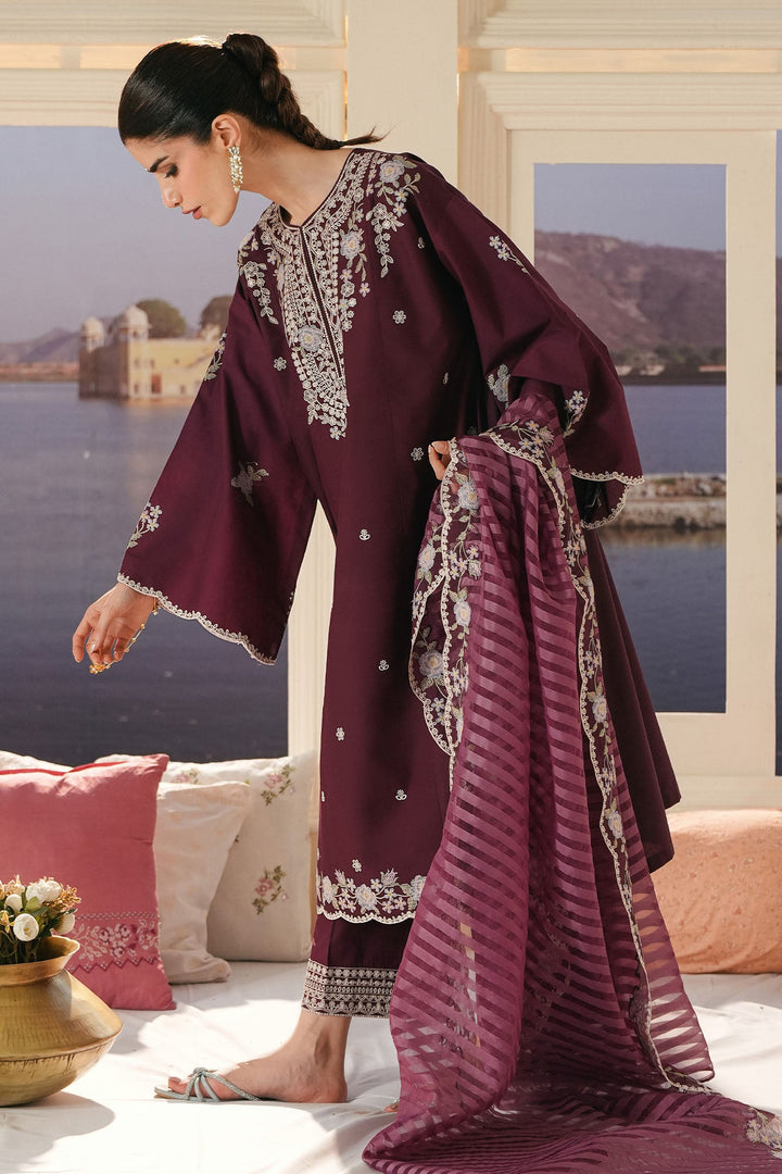 Cross Stitch - Berry Mist Lawn Embroidered Suit For Women - 3 Piece